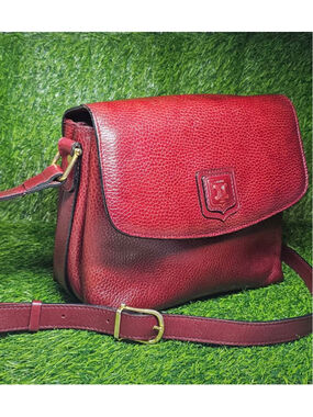 Vintage Celine Leather Crossbody Bag Burgundy Red